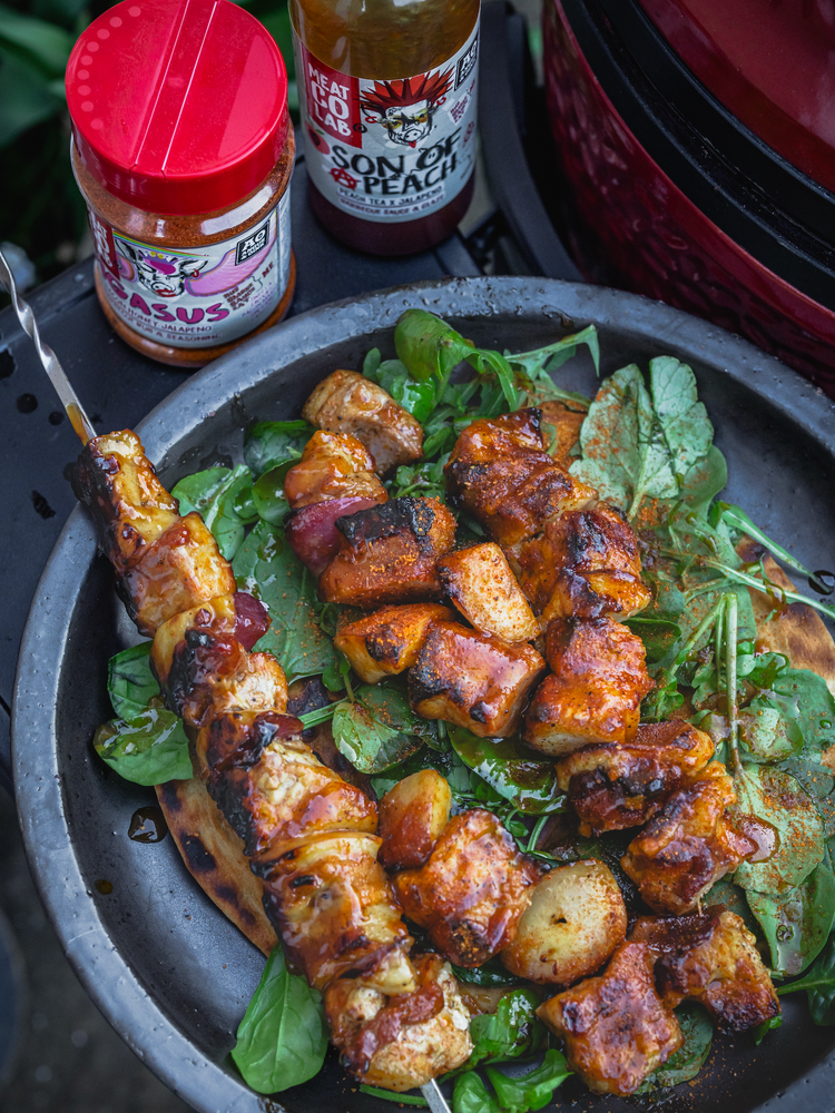 Son of a Peach Pork Skewers