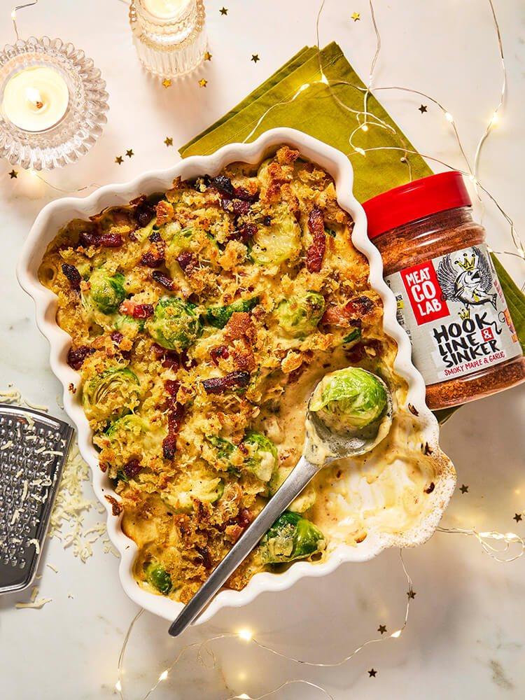 Brussel Sprout & Maple Bacon Gratin