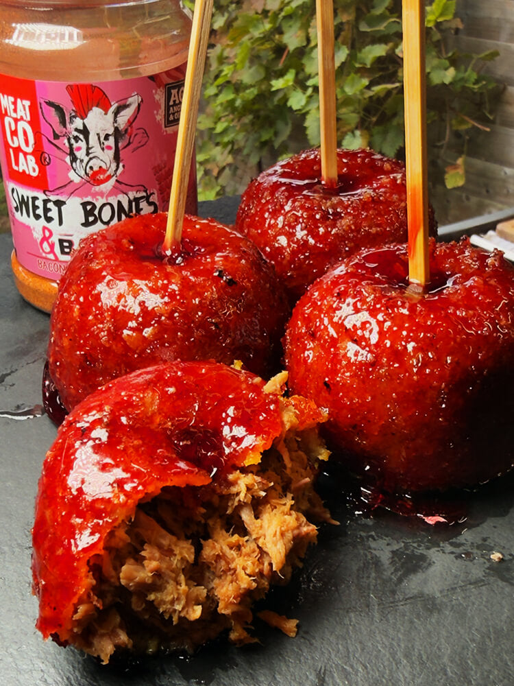 Candy Glazed Pulled Pork “Apples”