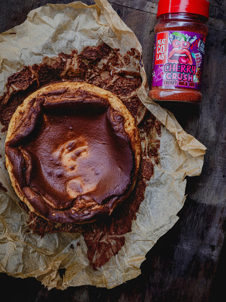 Burnt Chocolate Cherry Crush Basque Cheesecake
