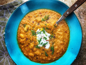 Harissa Roasted Carrot, Fennel & Butter Bean Soup