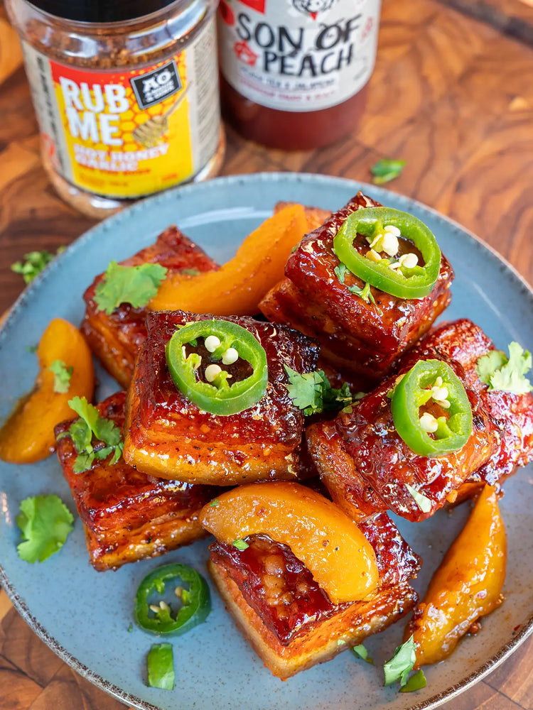 Son of a Peach Pork Belly Bites