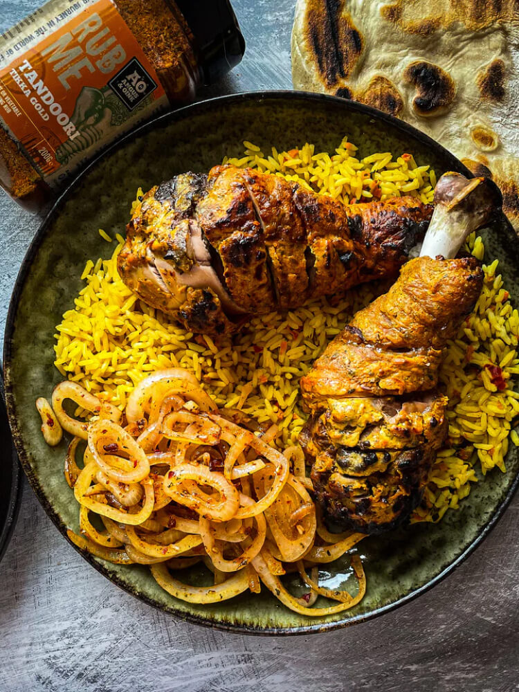 Tandoori Chicken with Spiced Onions