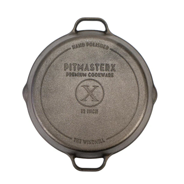 PitmasterX 12'' Mirror Polished Skillet with 2 Handles