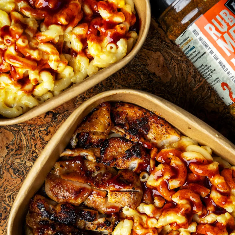 Honey Chicken Mac & Cheese using angus & oink mac daddy seasoning
