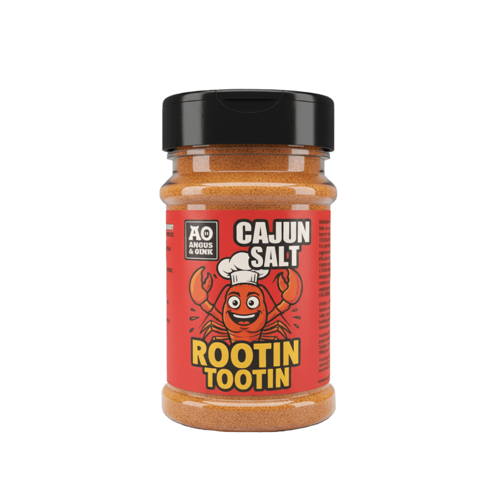 A bottle of Cajun Salt - Rootin Tootin