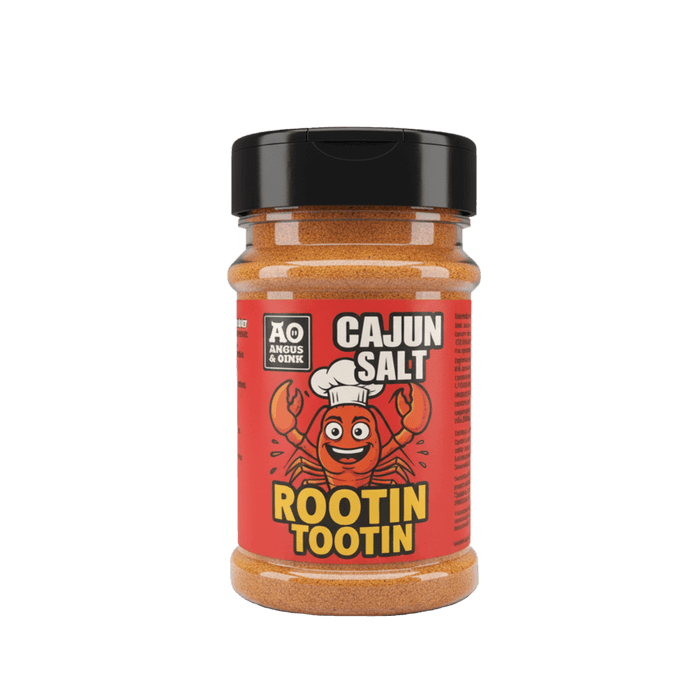A bottle of Cajun Salt - Rootin Tootin