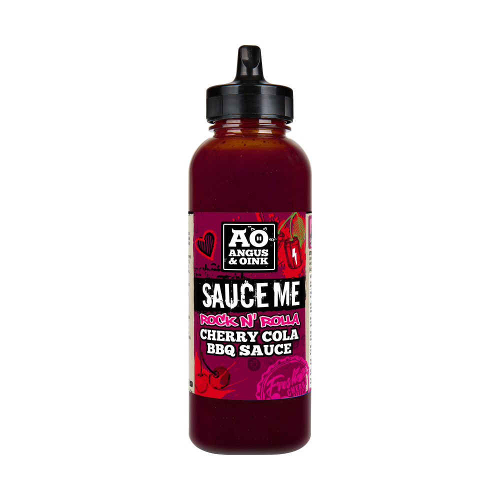 Bottle of 'Sauce Me' BBQ sauce with a red label on a white background