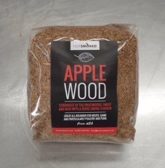 Apple wood dust by hot smoked